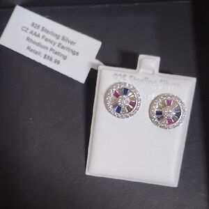 Sterling Silver Multicolor CZ Earrings